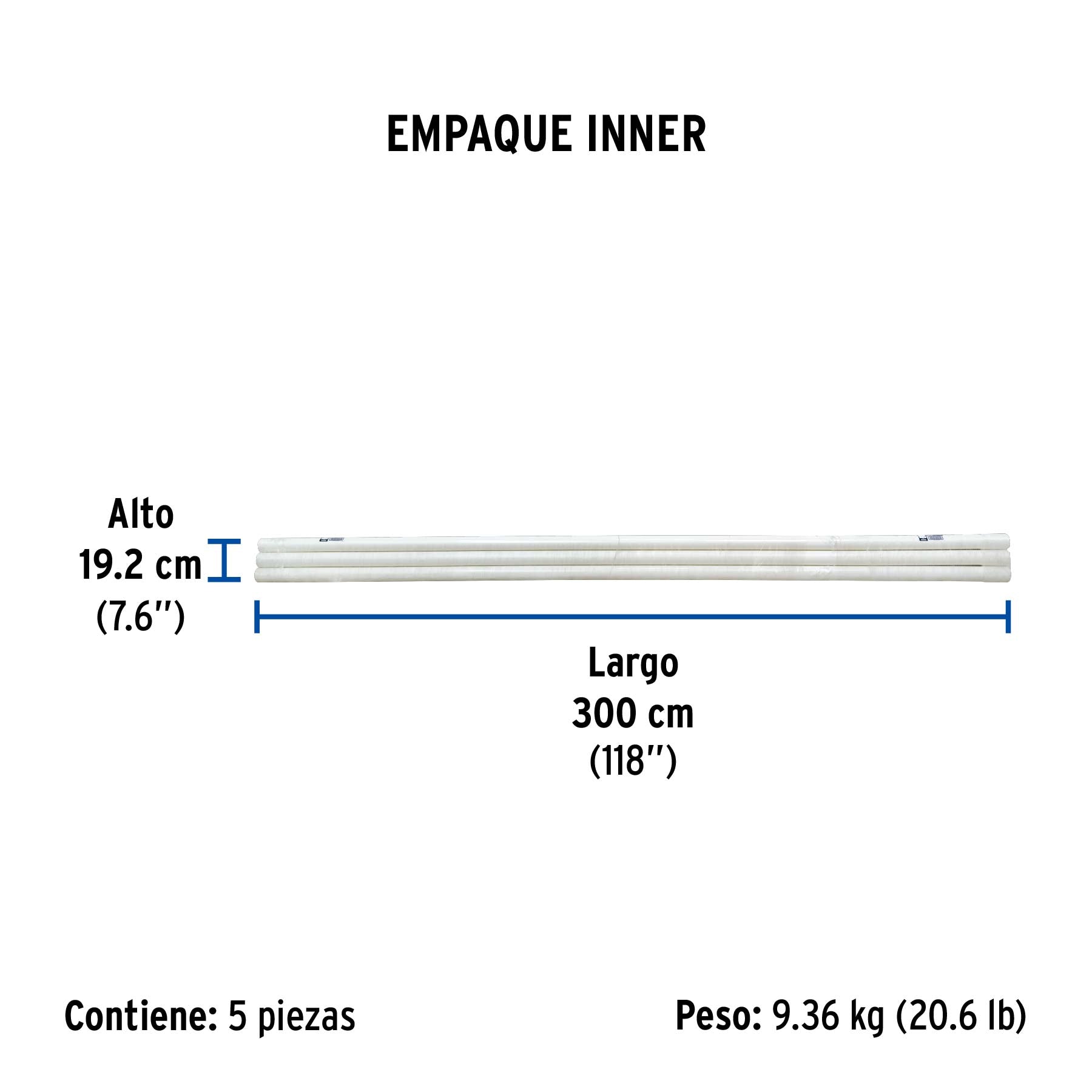 Tubo de 2' PVC hidráulico RD 26, 3m, 1.8kg, FOSET. Modelo: PVC-106
