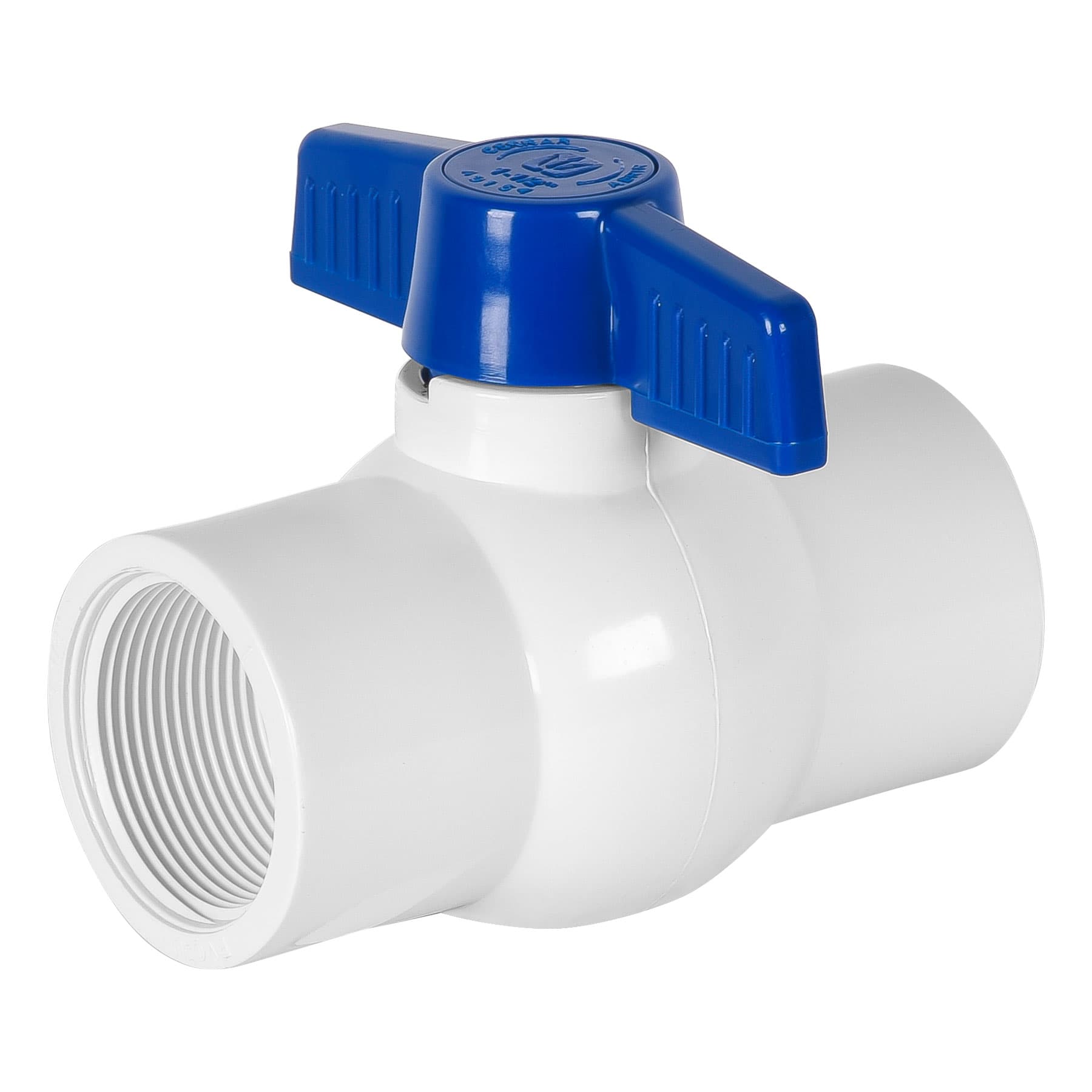 Válvula esfera de PVC 1-1/2' roscable, FOSET. Modelo: PVC-ES-1-1/2R