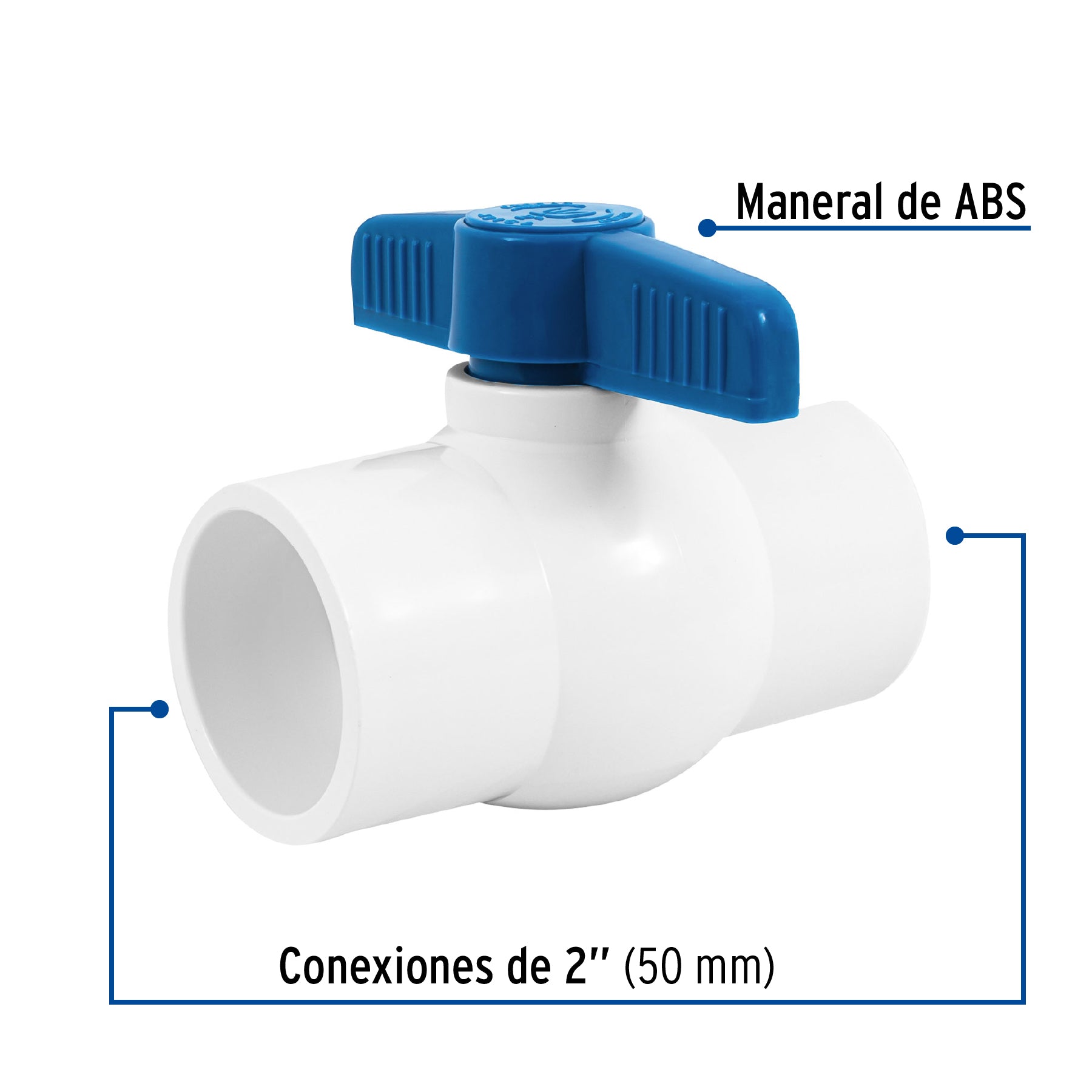 Válvula de esfera de PVC 2' para cementar, FOSET. Modelo: PVC-ES-2