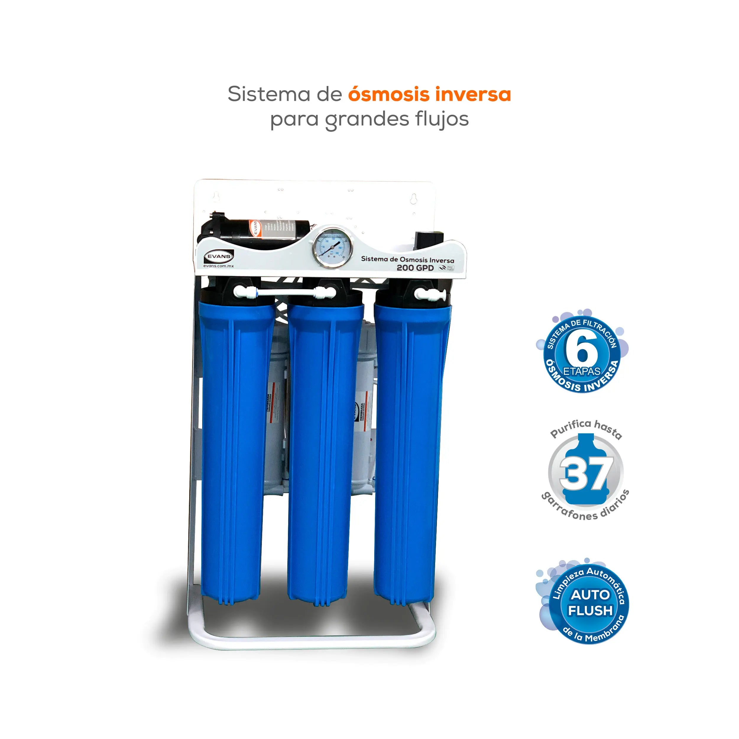 Ósmosis inversa 200 GALONES Marca EVANS. Modelo: RO-200G-D02