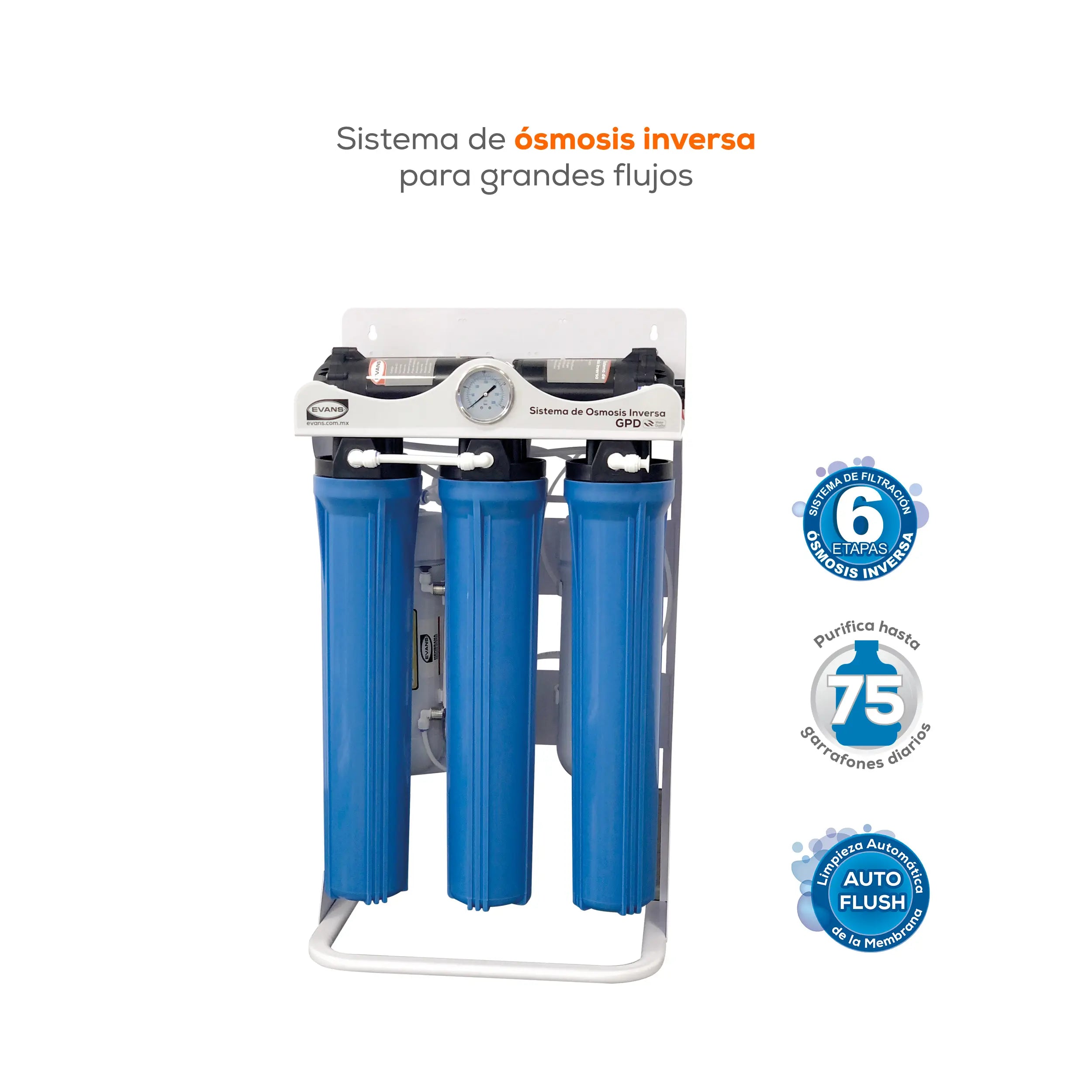 Ósmosis inversa 400 GALONES Marca EVANS. Modelo: RO-400G-D02