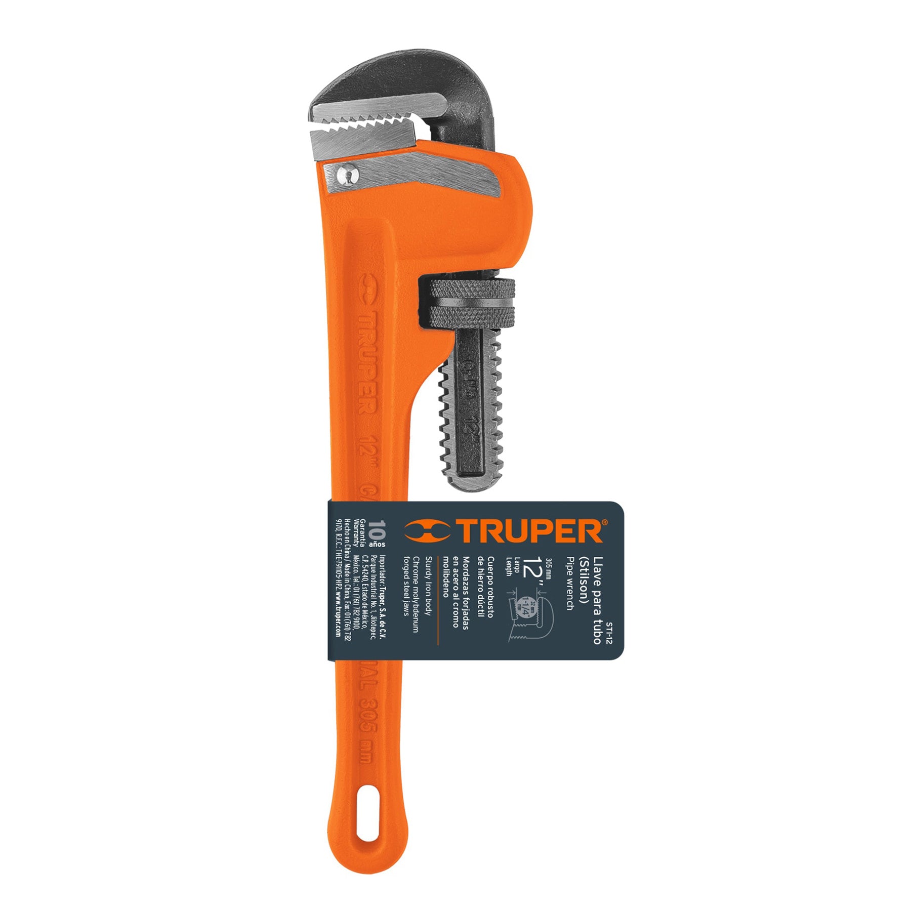 Llave stilson 12' cuerpo robusto de hierro dúctil, TRUPER. Modelo: STI-12