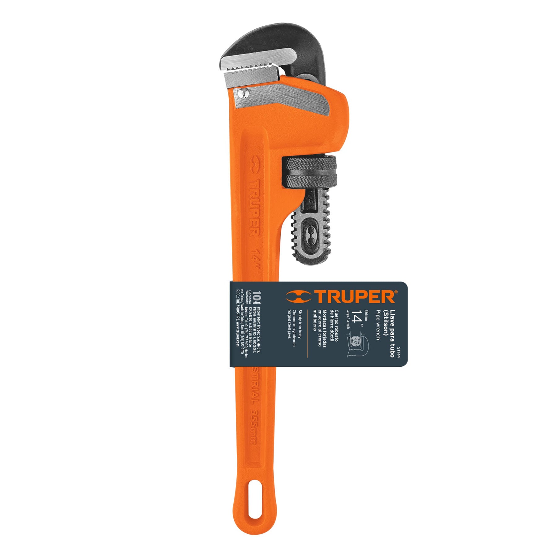 Llave stilson 14' cuerpo robusto de hierro dúctil, TRUPER. Modelo: STI-14