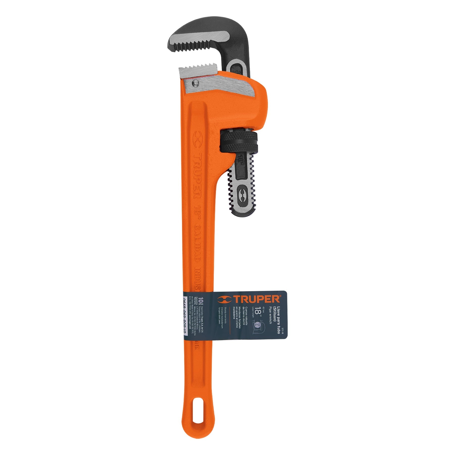 Llave stilson 18' cuerpo robusto de hierro dúctil, TRUPER. Modelo: STI-18