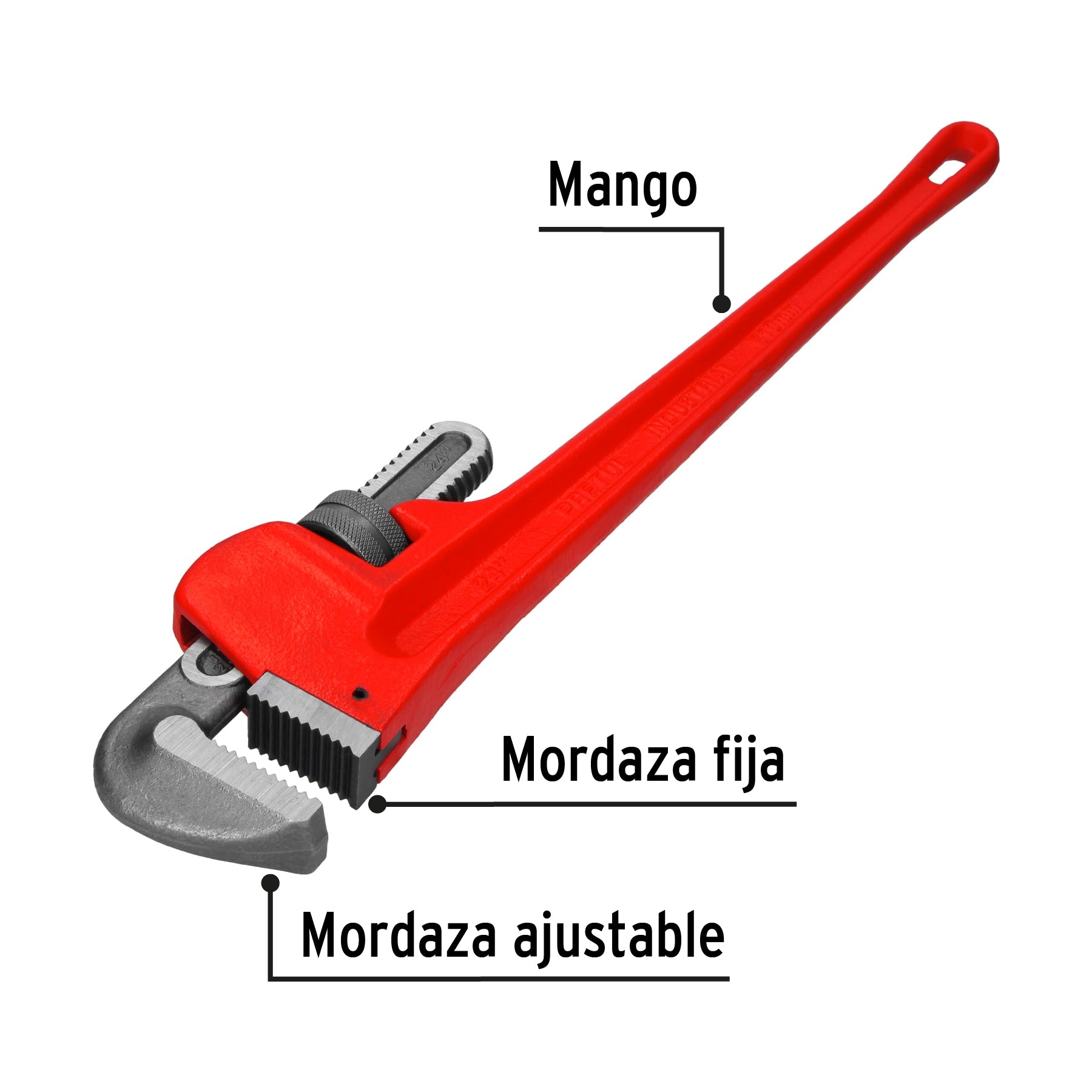 Llave stilson 24' cuerpo de hierro maleable, PRETUL. Modelo: STI-24P