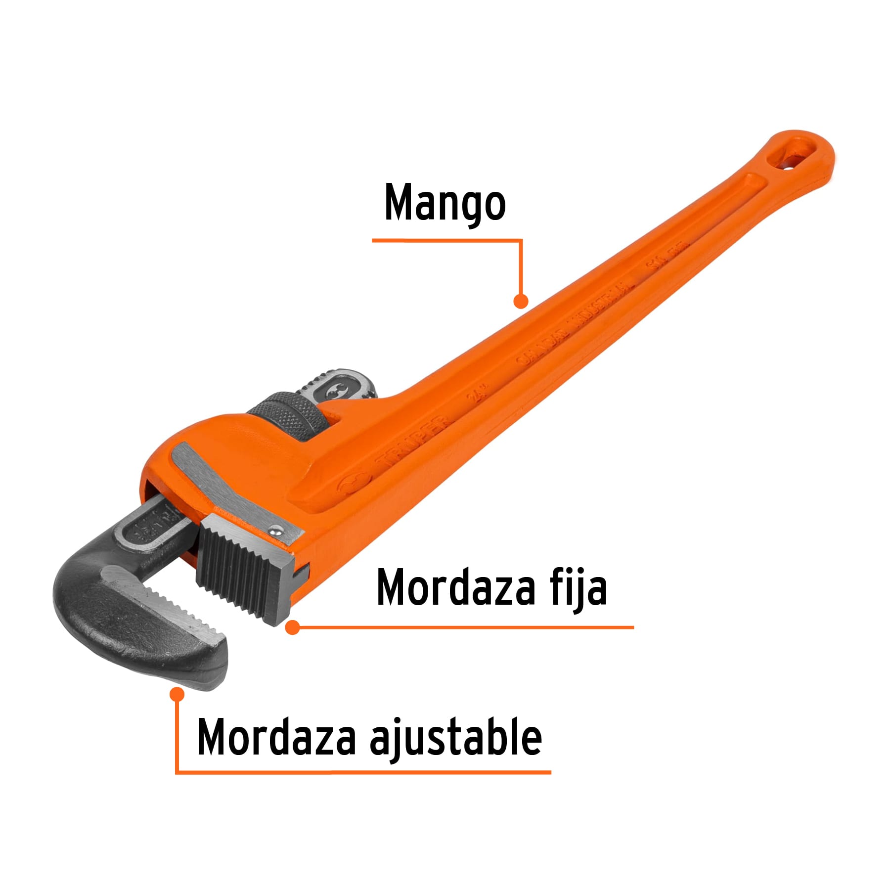 Llave stilson 24' cuerpo robusto de hierro dúctil, TRUPER. Modelo: STI-24