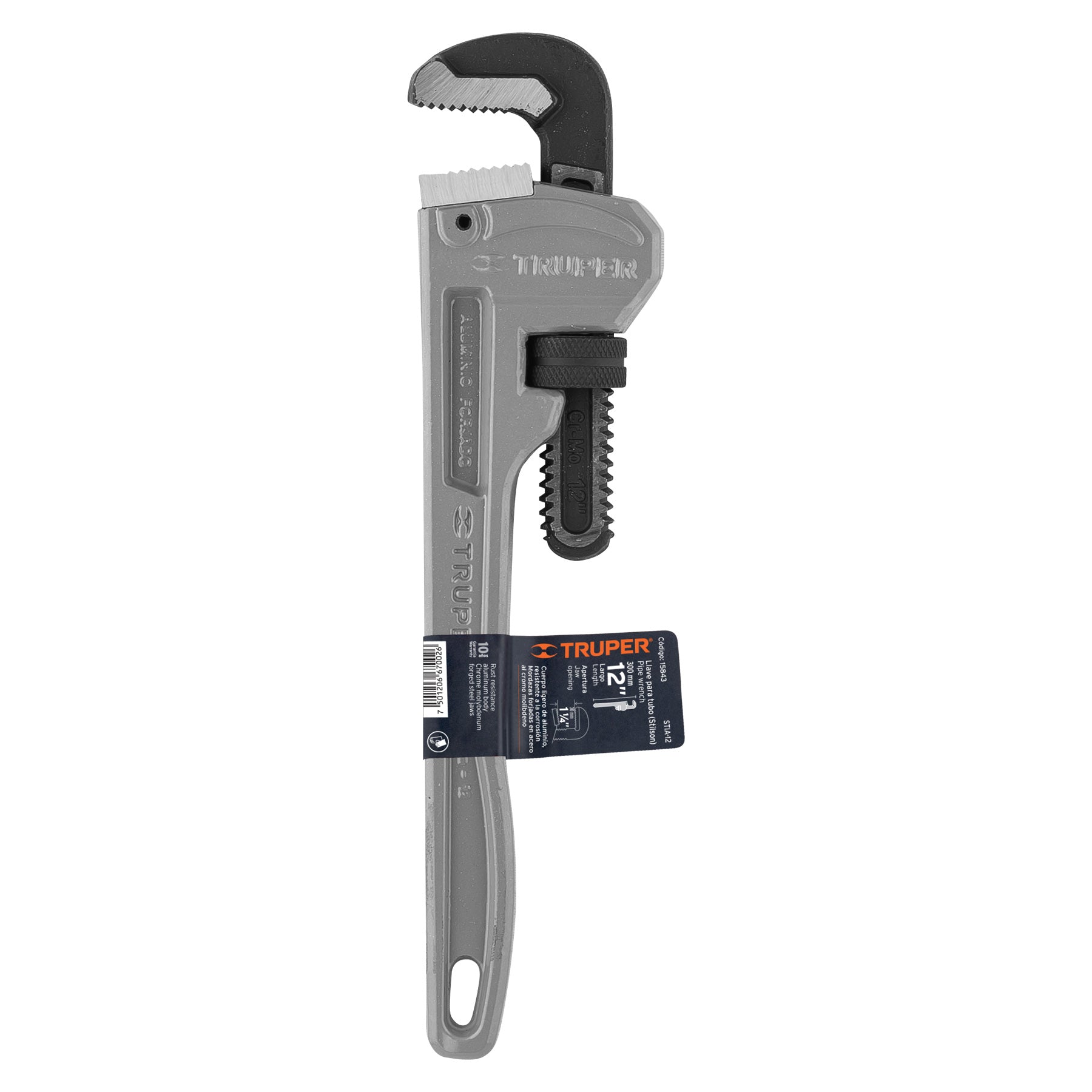 Llave stilson 12' cuerpo de aluminio, TRUPER. Modelo: STIA-12