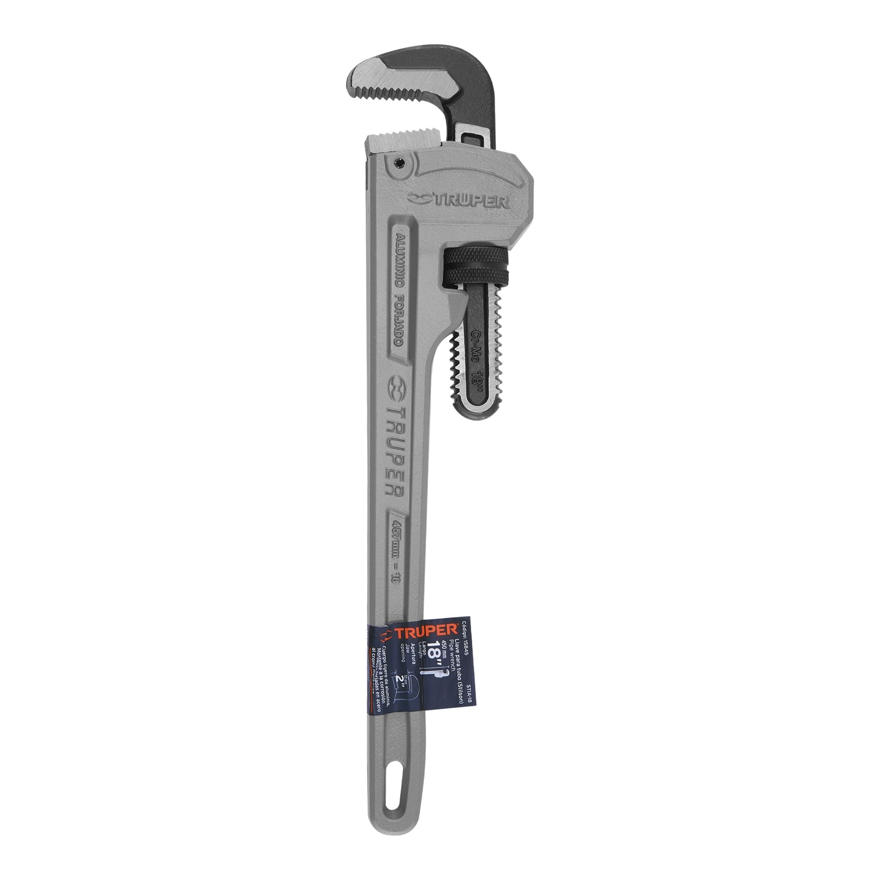 Llave stilson 18' cuerpo de aluminio, TRUPER. Modelo: STIA-18