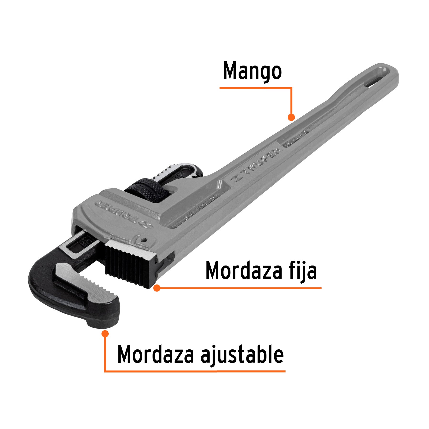 Llave stilson 18' cuerpo de aluminio, TRUPER. Modelo: STIA-18