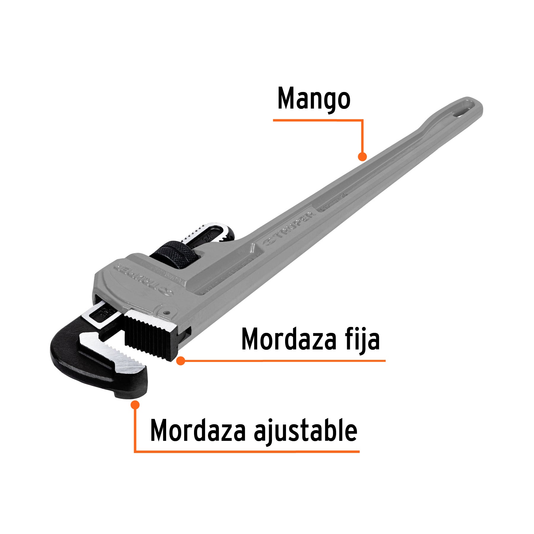 Llave stilson 24' cuerpo de aluminio, TRUPER. Modelo: STIA-24