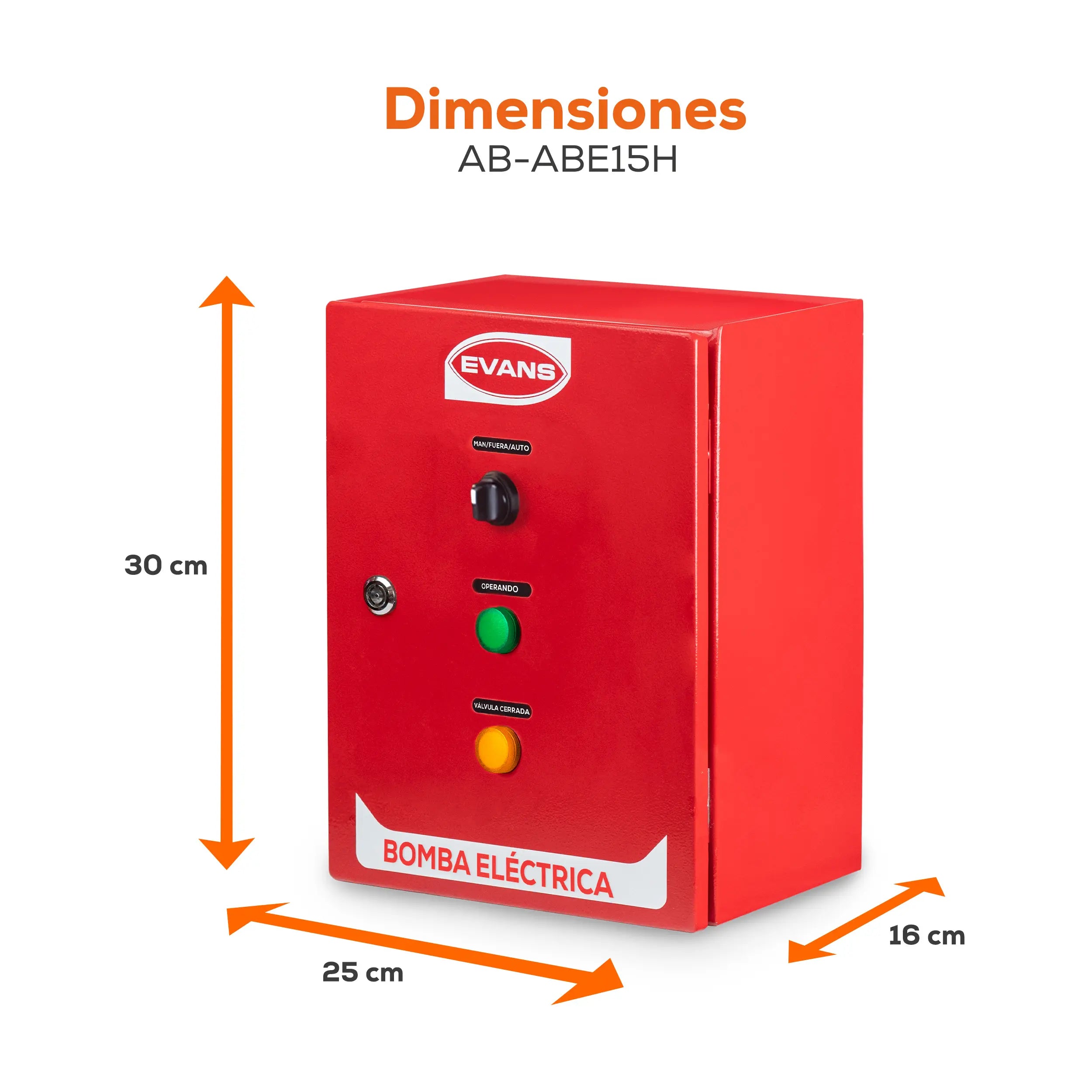 Tab. bomba eléctrica 15 HP 440V Marca EVANS. Modelo: AB-ABE15H
