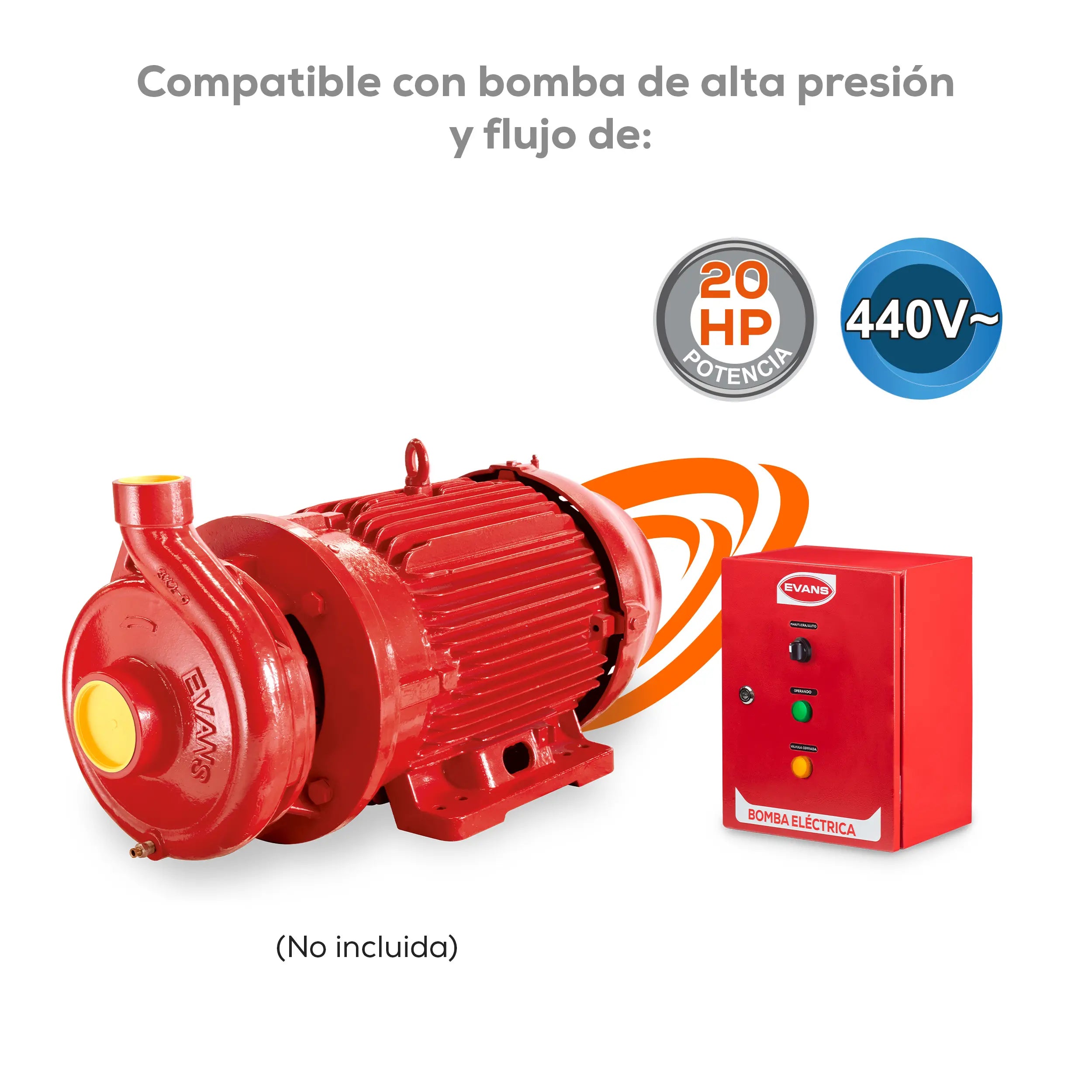 Tab. bomba eléctrica 20 HP 440V Marca EVANS. Modelo: AB-ABE20H