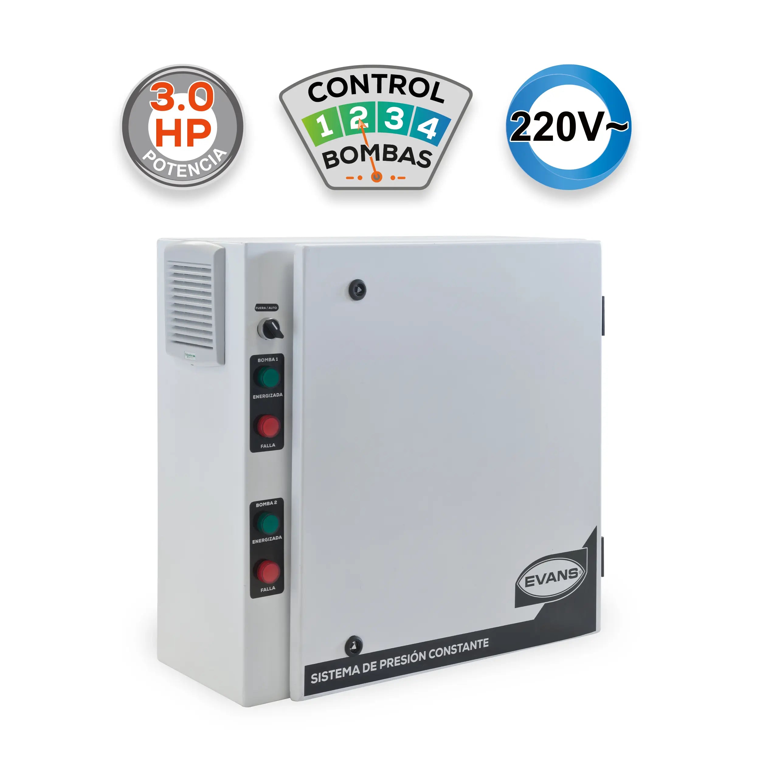 Gabinete presión constante 3HP Marca EVANS. Modelo: GPC2BP-3G