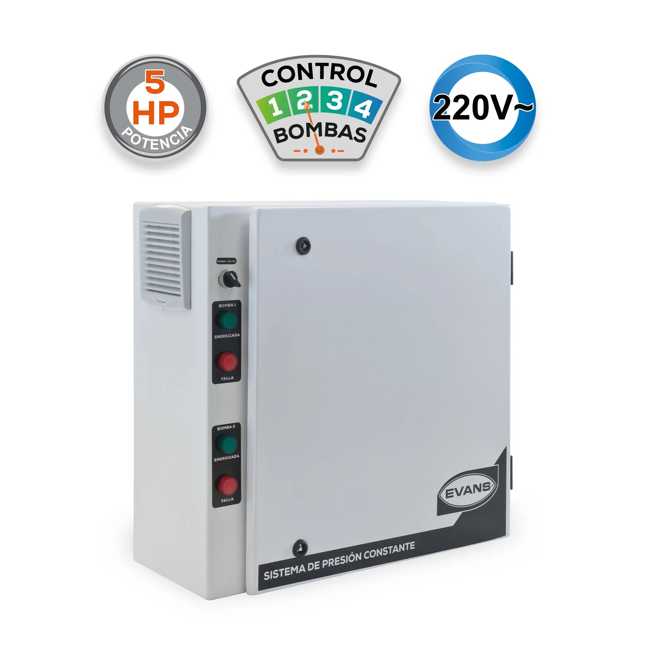 Gabinete presiòn constante 5HP 220 V Marca EVANS. Modelo: GPC2BP-5G