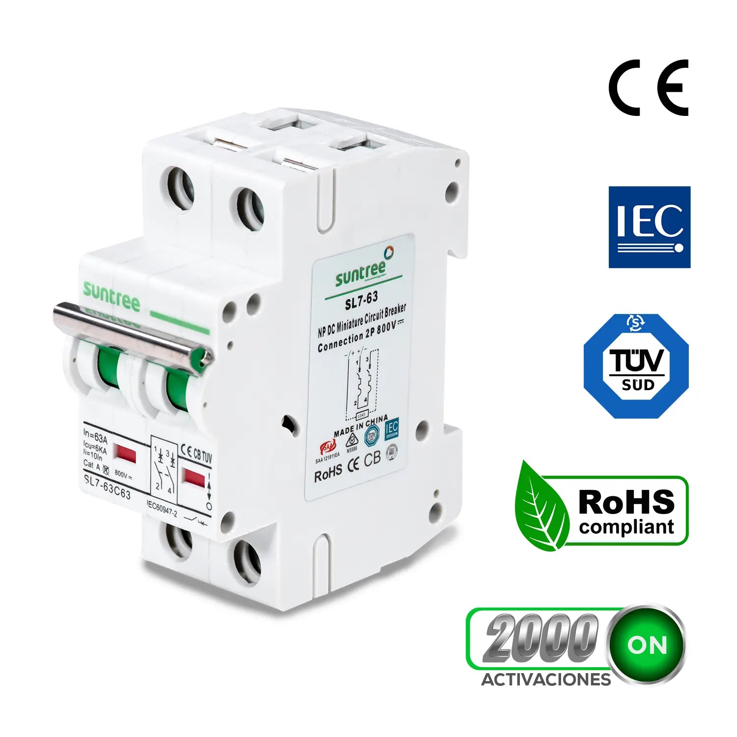 Interruptor Solar DC 63 A Marca EVANS. Modelo: 45100931