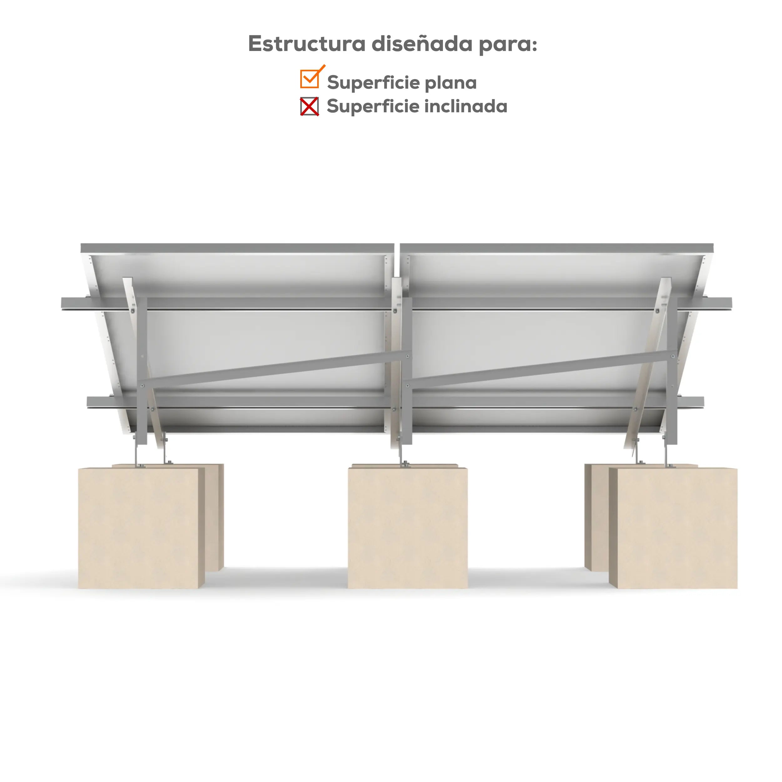 Estructura 2 paneles solares Marca EVANS. Modelo: ASB02MFVSP-1X2