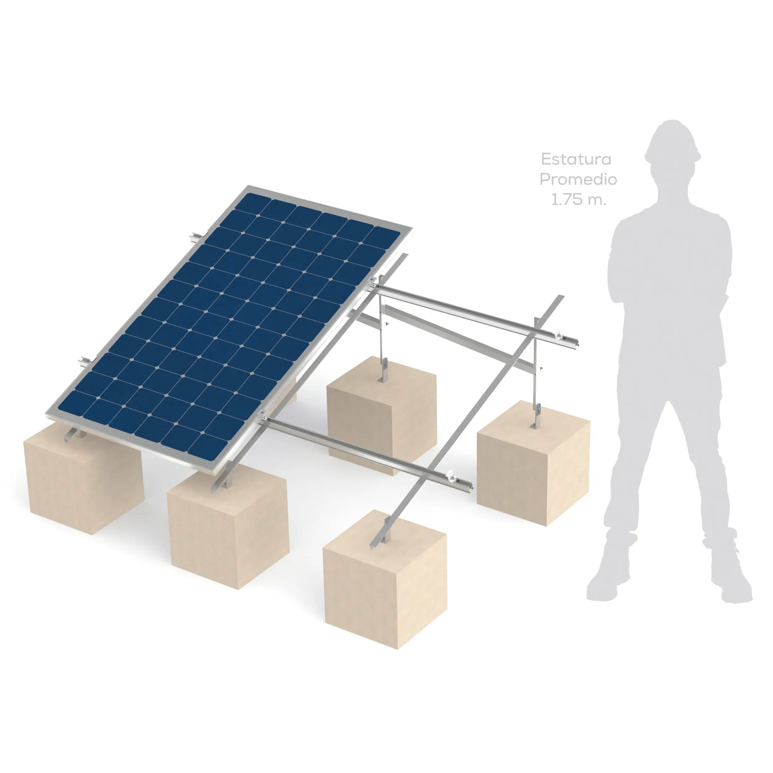 Estructura 2 paneles solares Marca EVANS. Modelo: ASB02MFVSP-1X2