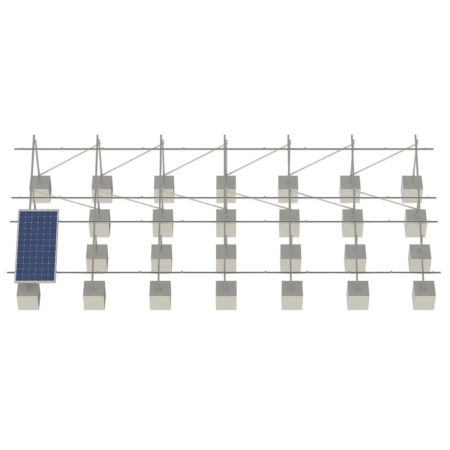 Estructura 20 paneles solares Marca EVANS. Modelo: ASB20MFVG-2X10