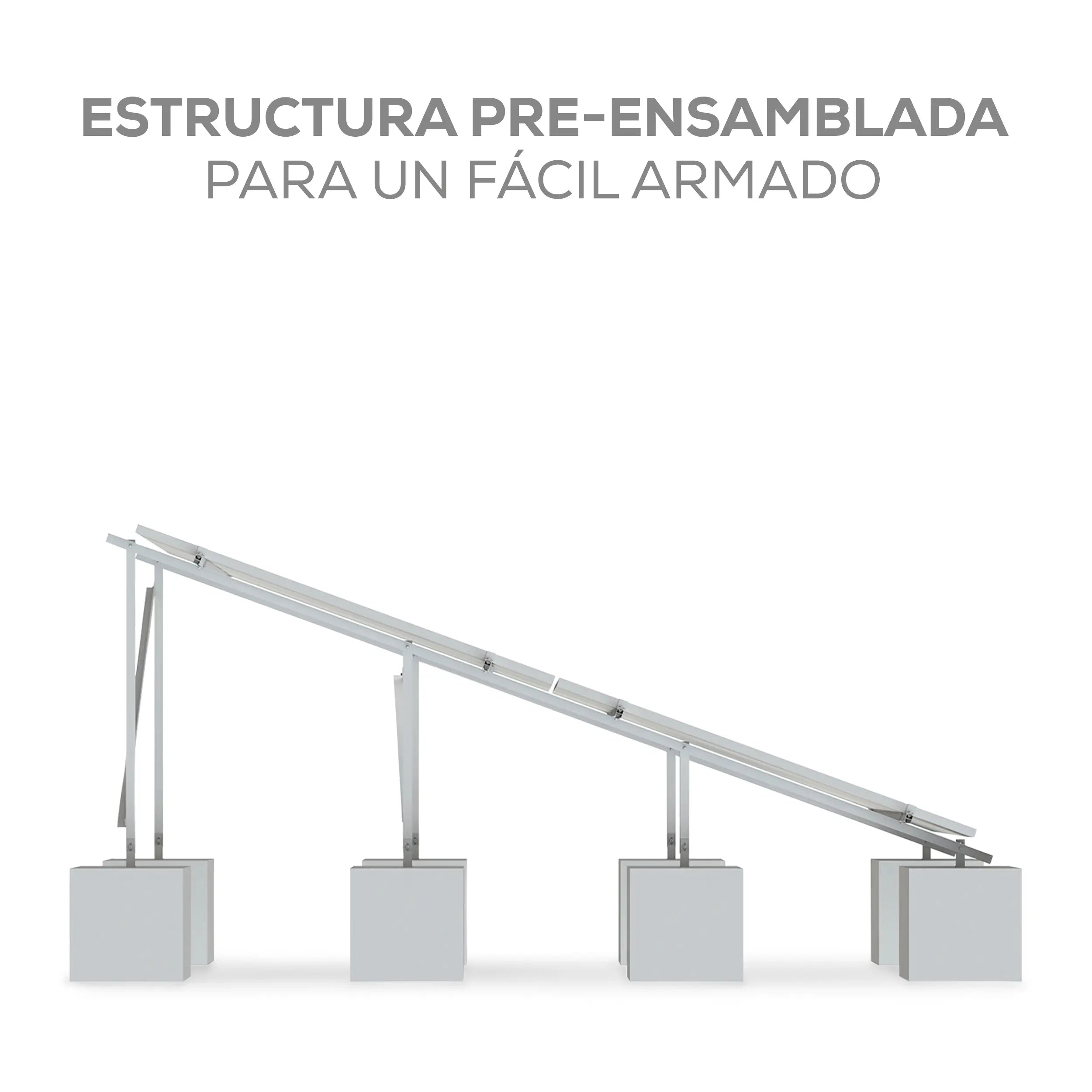 Estructura 8 paneles solares Marca EVANS. Modelo: ASB8MFVL-2X4