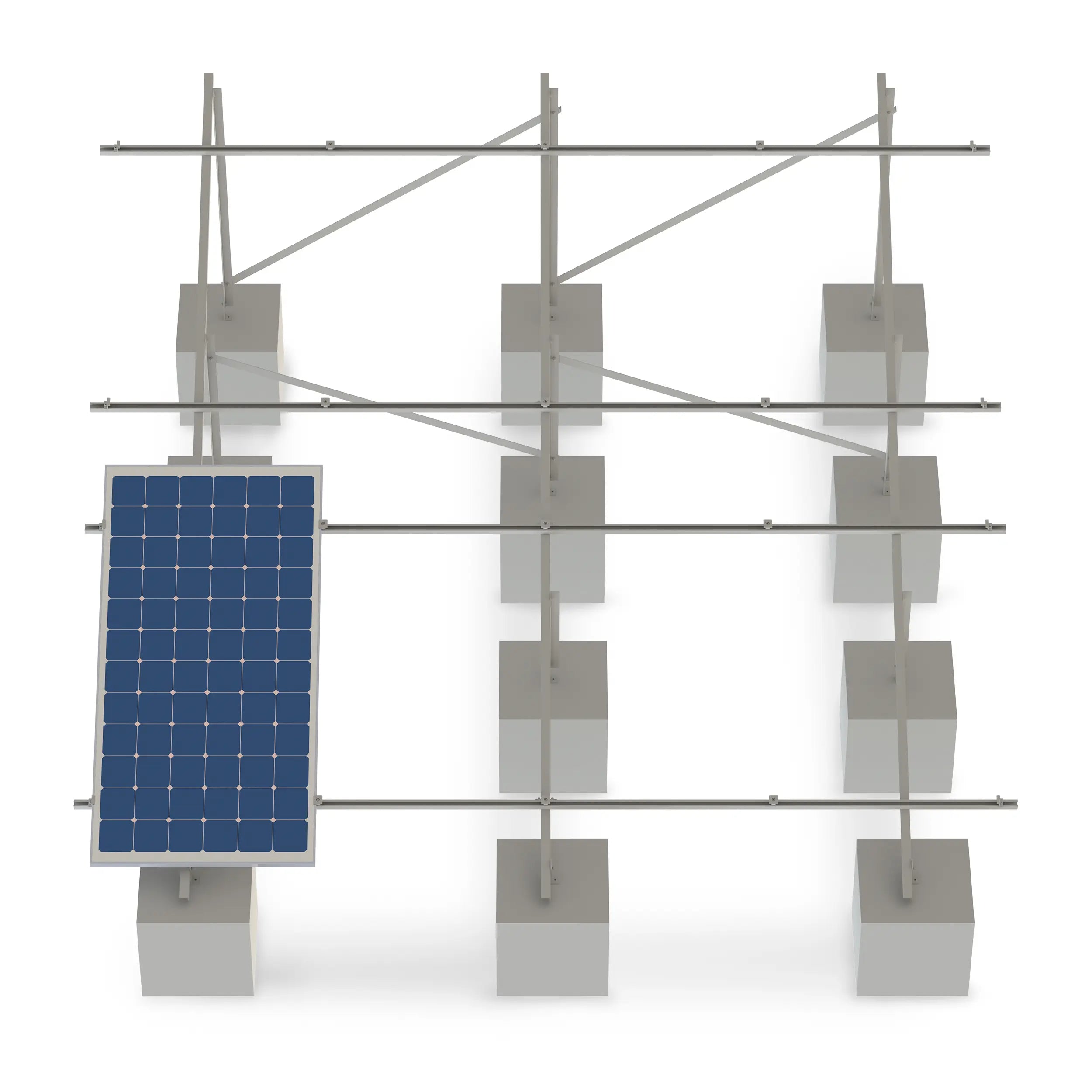 Estructura 8 paneles solares Marca EVANS. Modelo: ASB8MFVL-2X4