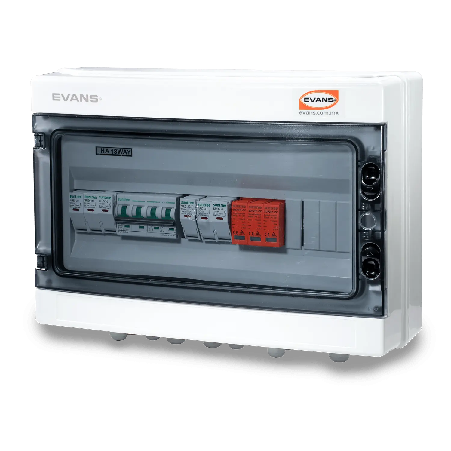 Caja Combinadora Solar DC Marca EVANS. Modelo: CBFV-VCD-40A
