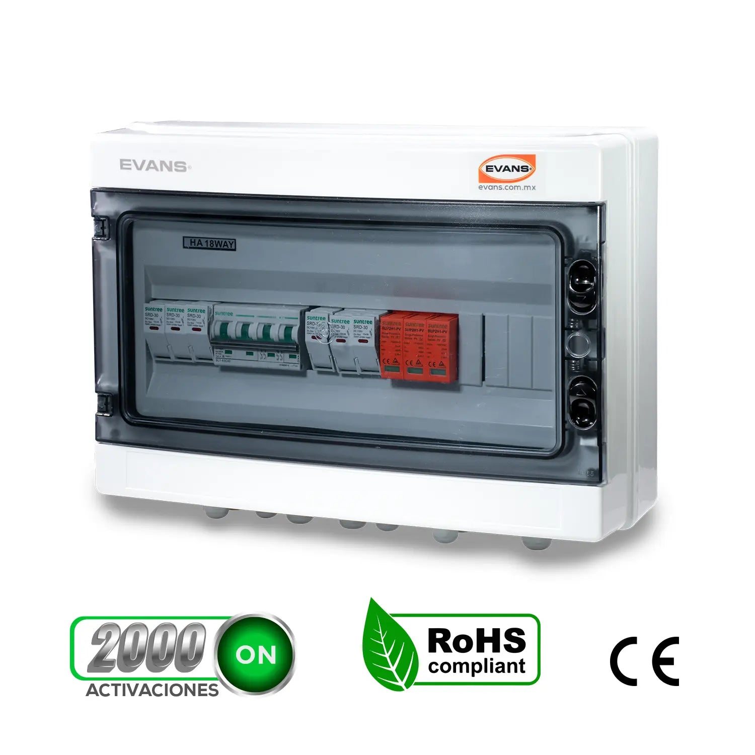 Caja Combinadora Solar DC Marca EVANS. Modelo: CBFV-VCD-40A