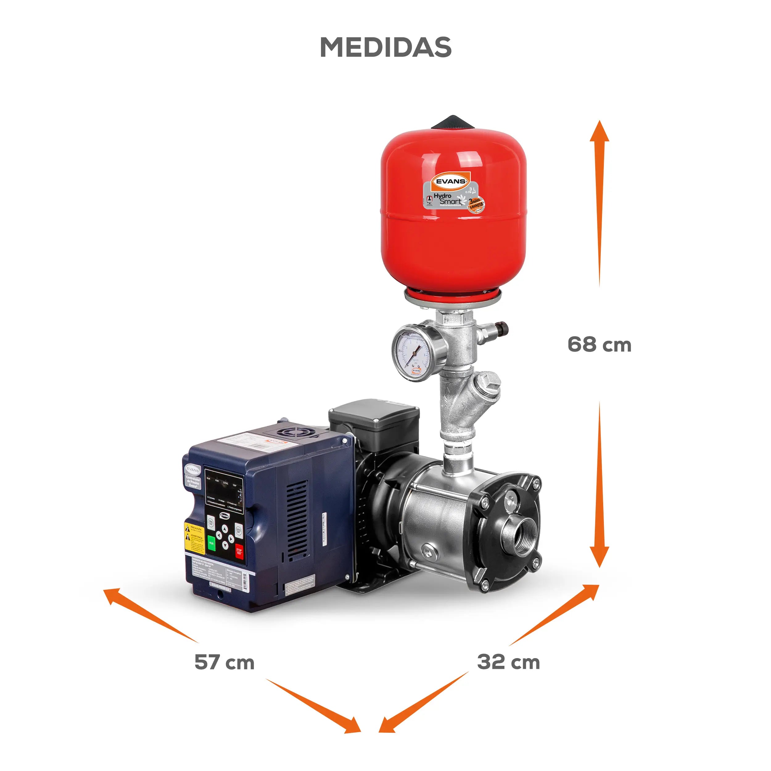 Sistema de presión doméstico 3HP Marca EVANS. Modelo: SPCBP-SXH1E0300