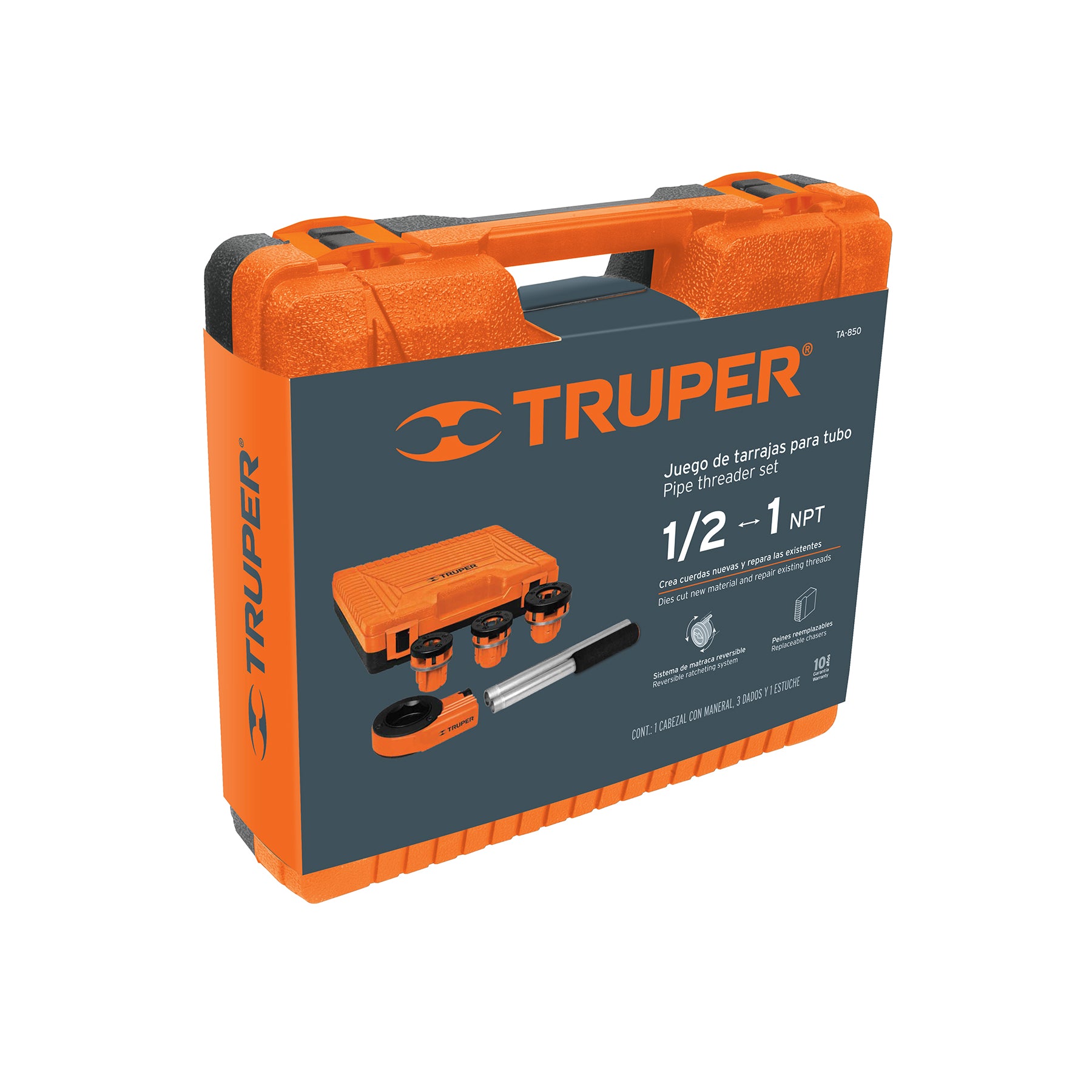 Juego de 4 tarrajas para tubo de 1/2' a 1', TRUPER. Modelo: TA-850
