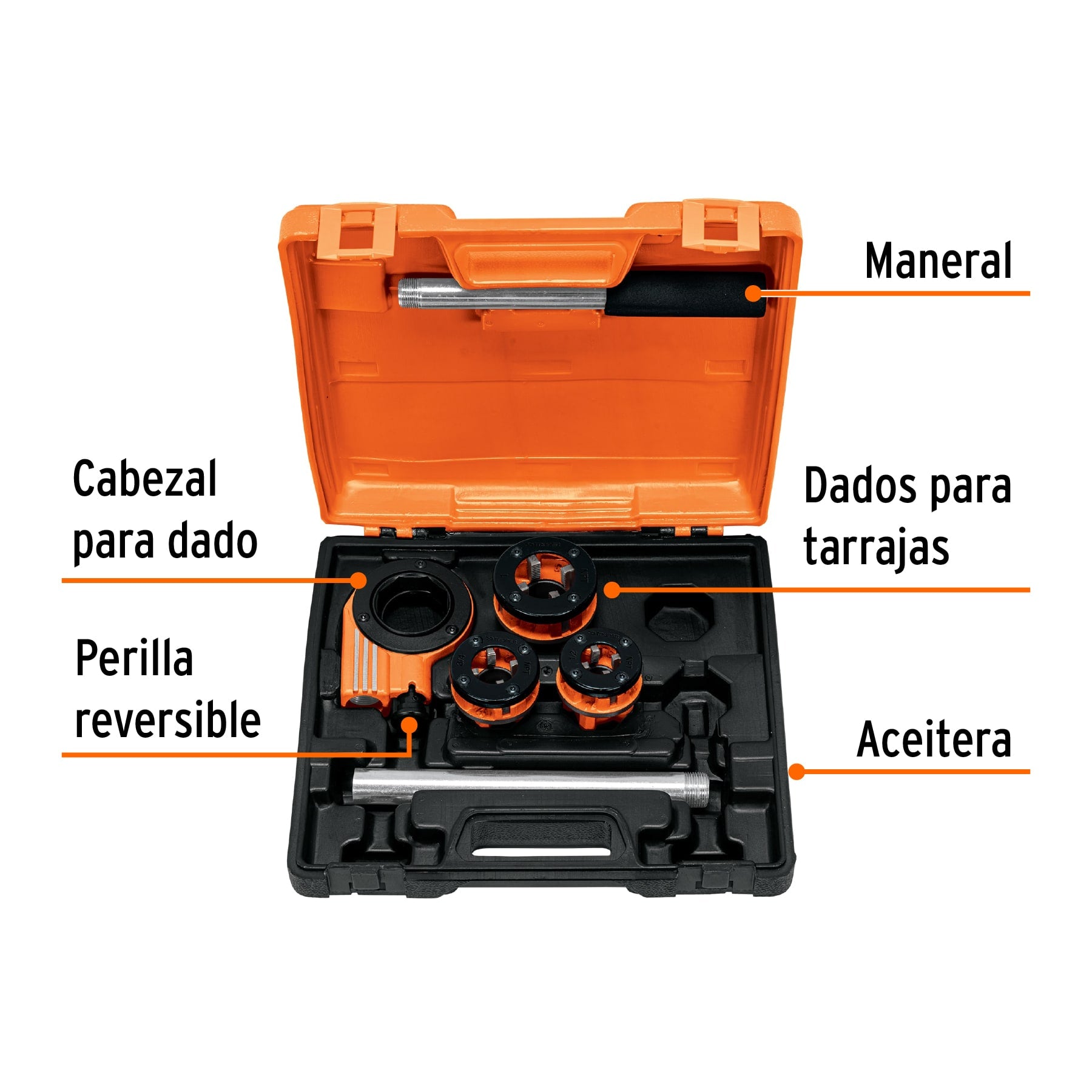 Juego de 4 tarrajas para tubo de 1/2' a 1', TRUPER. Modelo: TA-850