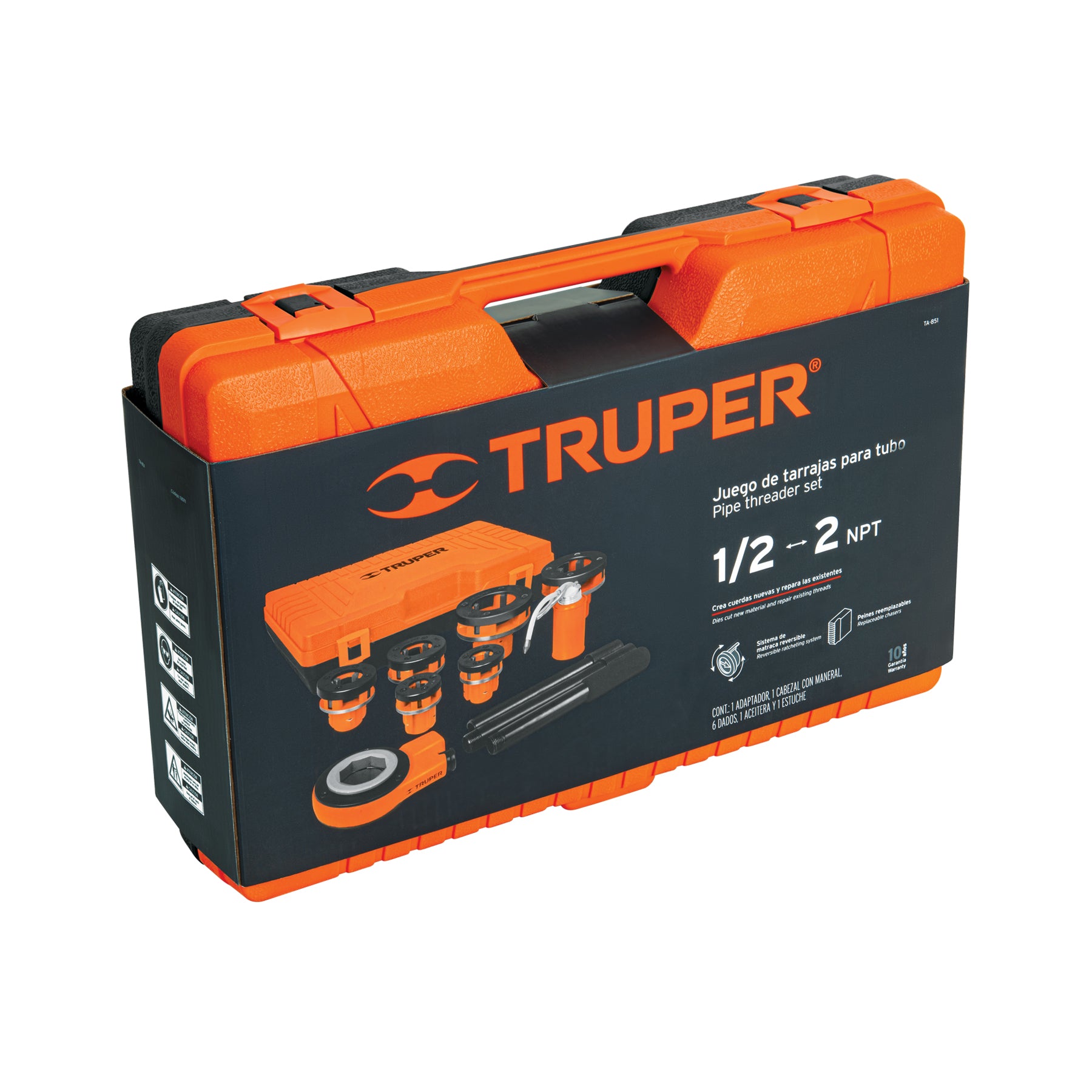 Juego de 9 tarrajas para tubo de 1/2' a 2', TRUPER. Modelo: TA-851