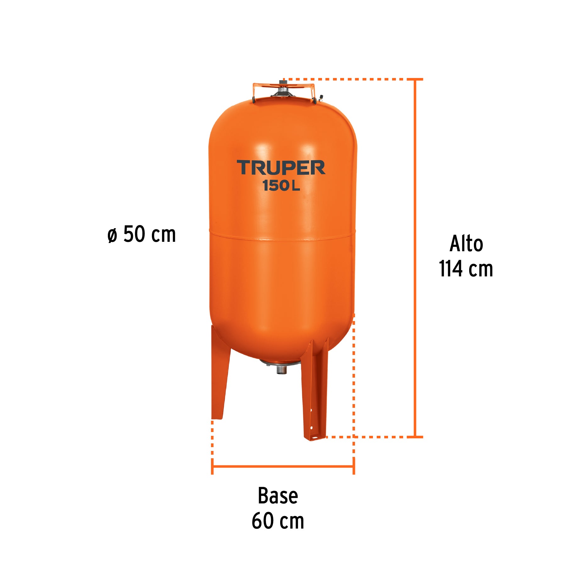 Tanque hidroneumático vertical, 150 litros, TRUPER. Modelo: TN-HN-1-1/2X150