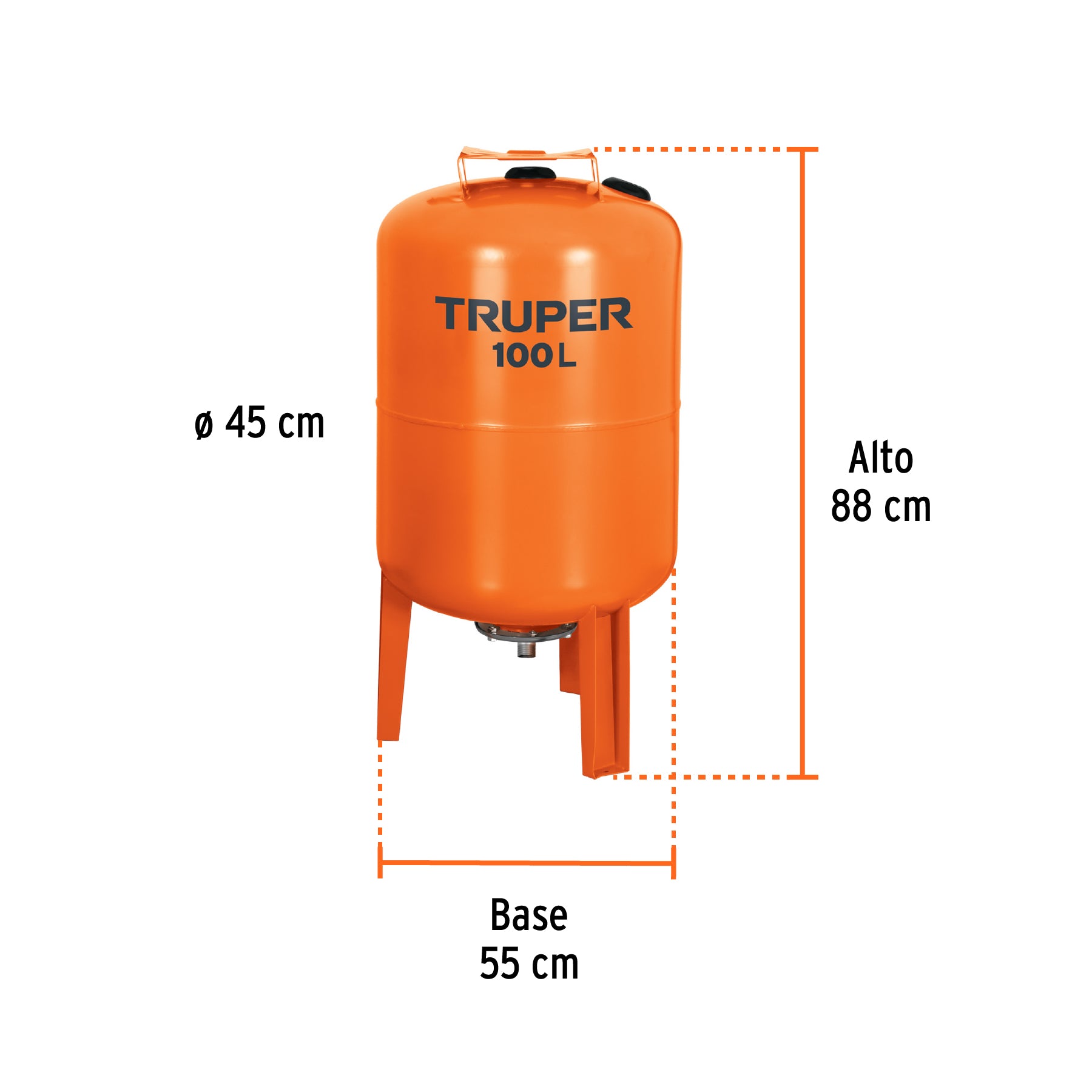 Tanque hidroneumático vertical, 100 litros, TRUPER. Modelo: TN-HN-1X100