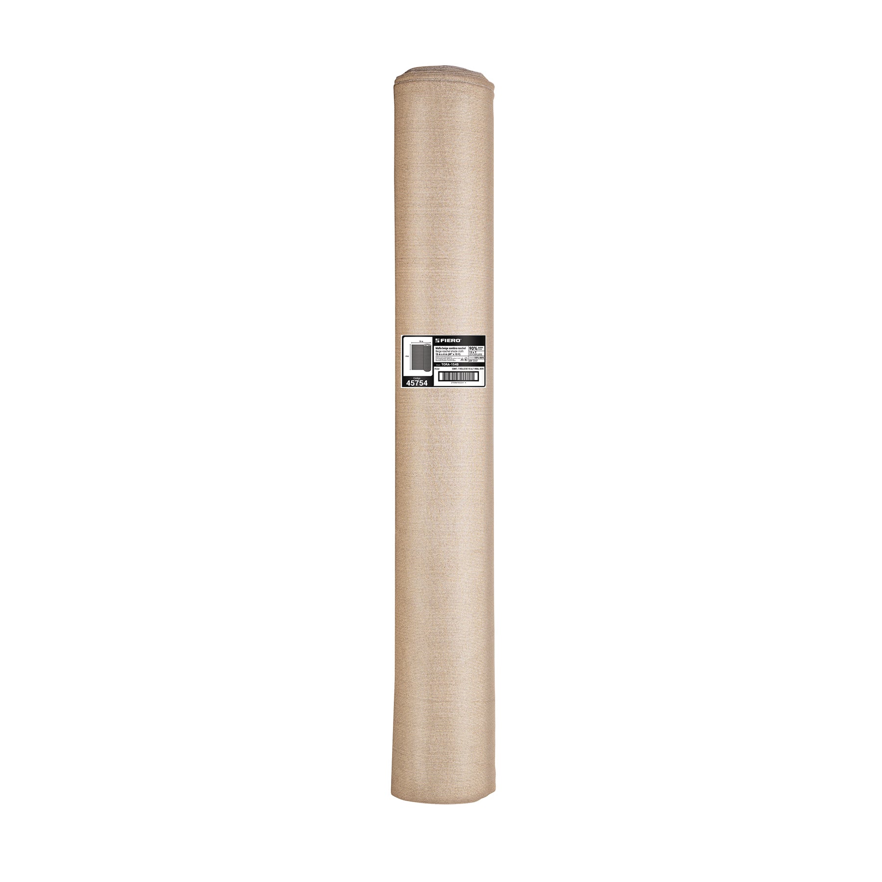 Rollo de malla sombra 80%, raschel beige, 15m x 4m, FIERO. Modelo: TORA-154B