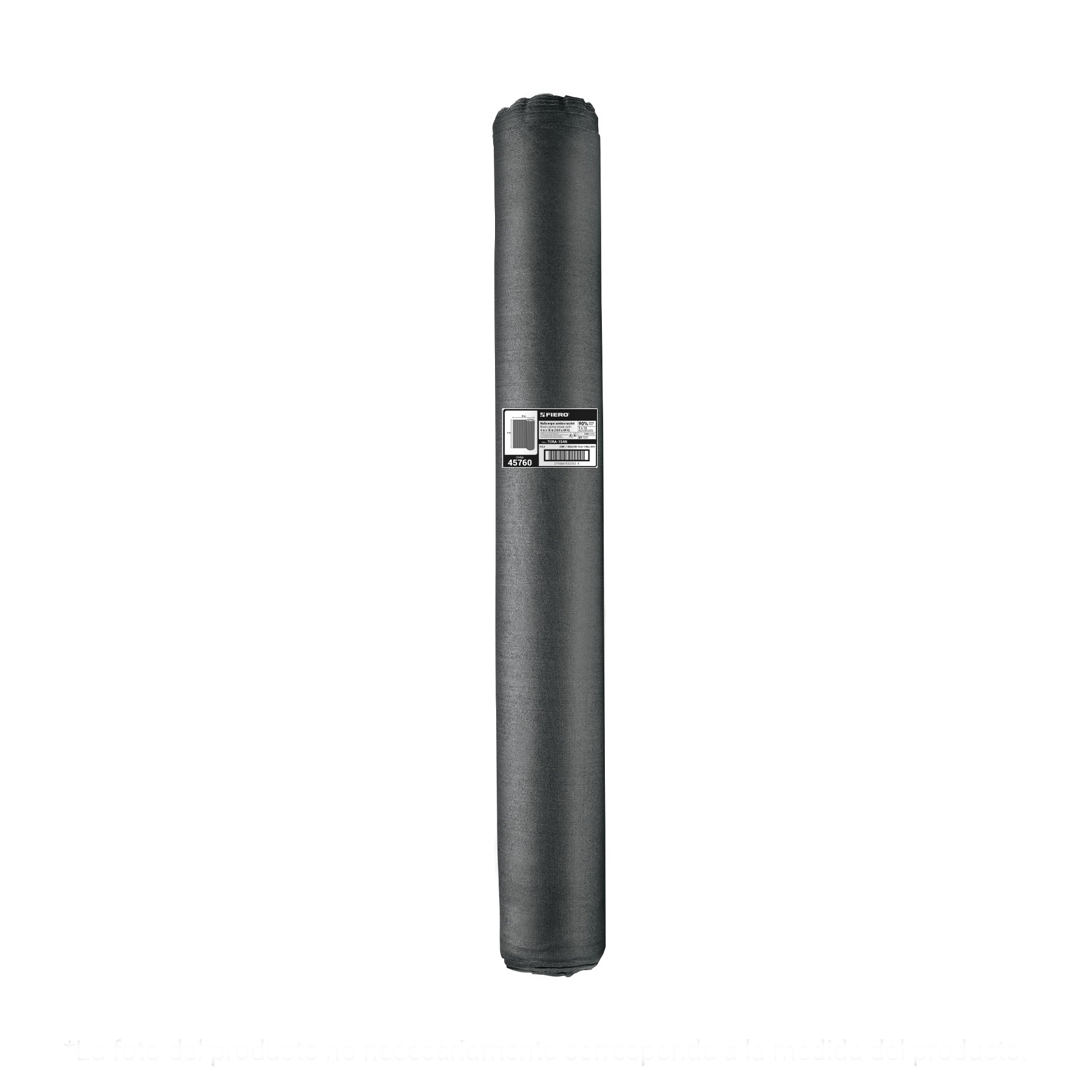Rollo de malla sombra 90%, raschel negro, 15m x 4m, FIERO. Modelo: TORA-154N