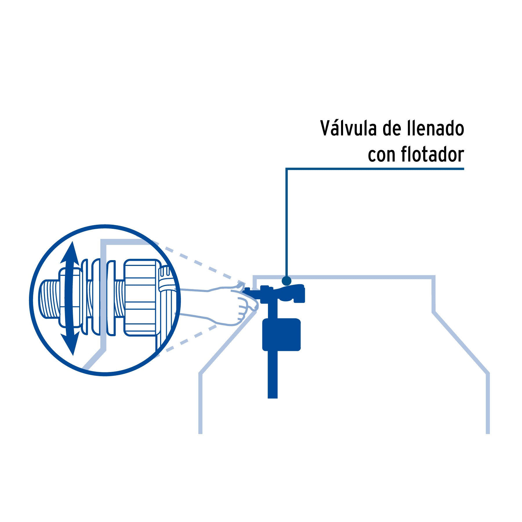 Válvula de llenado con flotador para tinaco, 1/2', FOSET. Modelo: VAFLO-1/2C