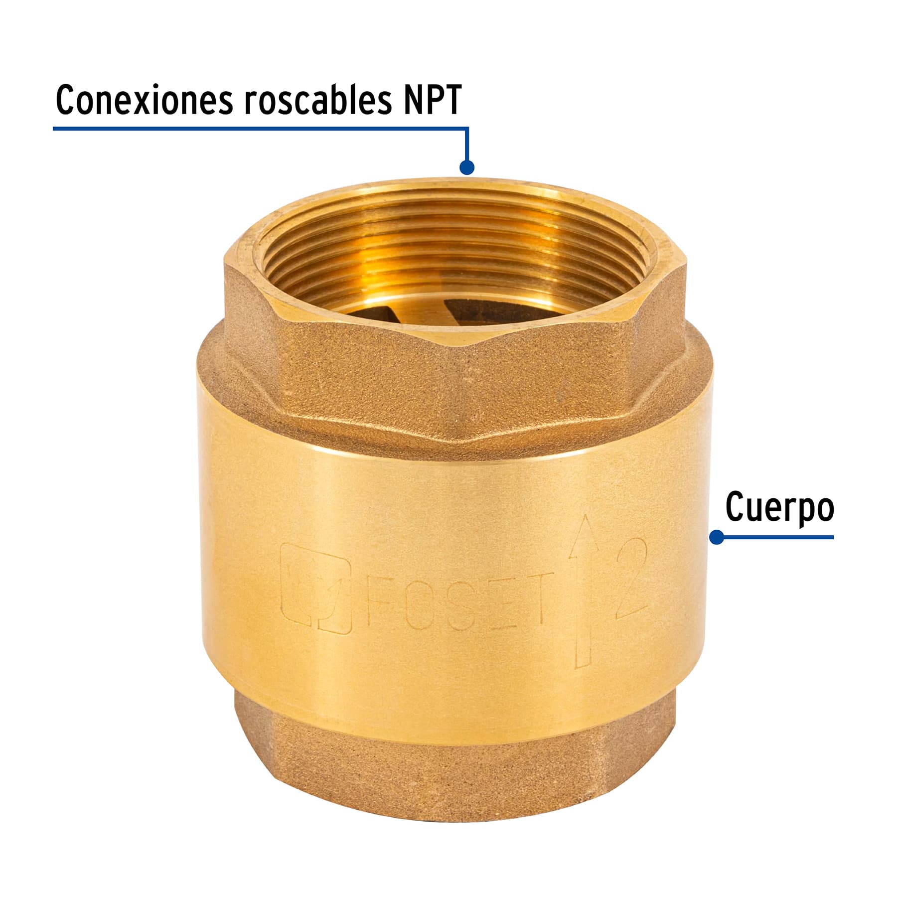 Válvula de retención de latón 2', FOSET. Modelo: VARE-2