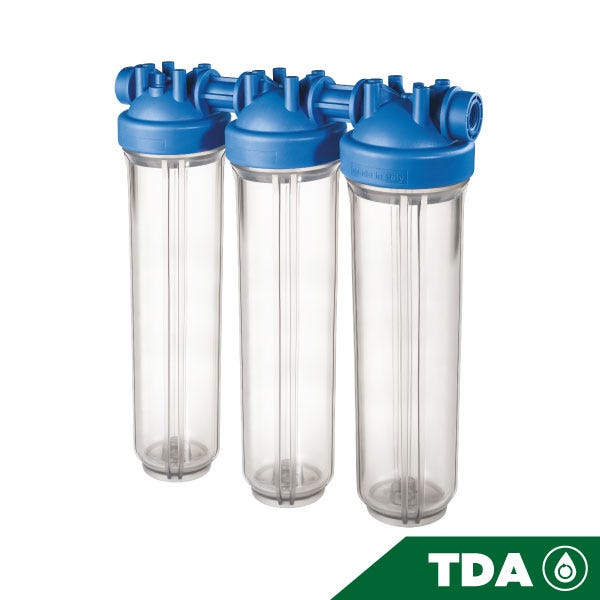 PORTAFILTRO TRIO TRSPARENTE DP BIG 20 TRIO 1 1/2" NPT IN TS Marca ATLAS FILTRI. Modelo: RA1803921