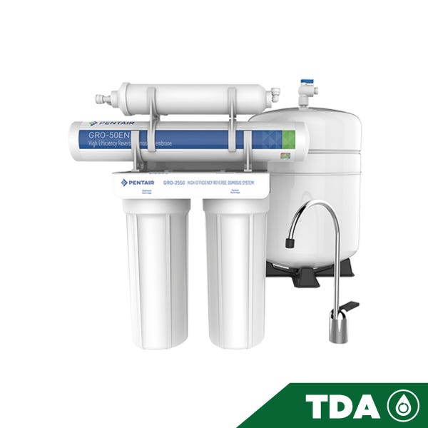 OSMOSIS INVERSA GRO-2550 DE 4 ETAPAS, 50 GPD Marca PENTAIR. Modelo: 601729