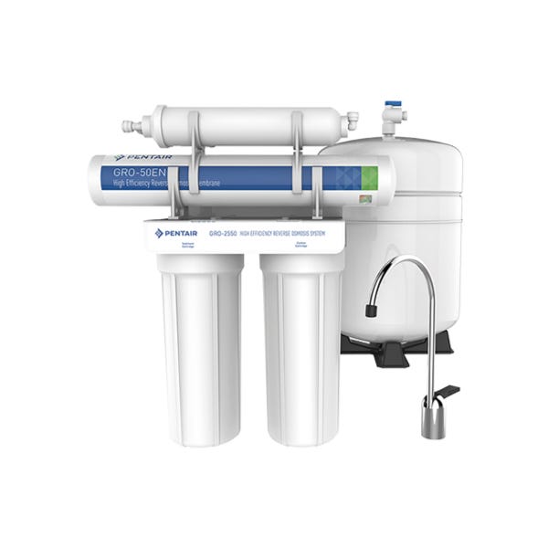 OSMOSIS INVERSA GRO-2550 DE 4 ETAPAS, 50 GPD Marca PENTAIR. Modelo: 601729
