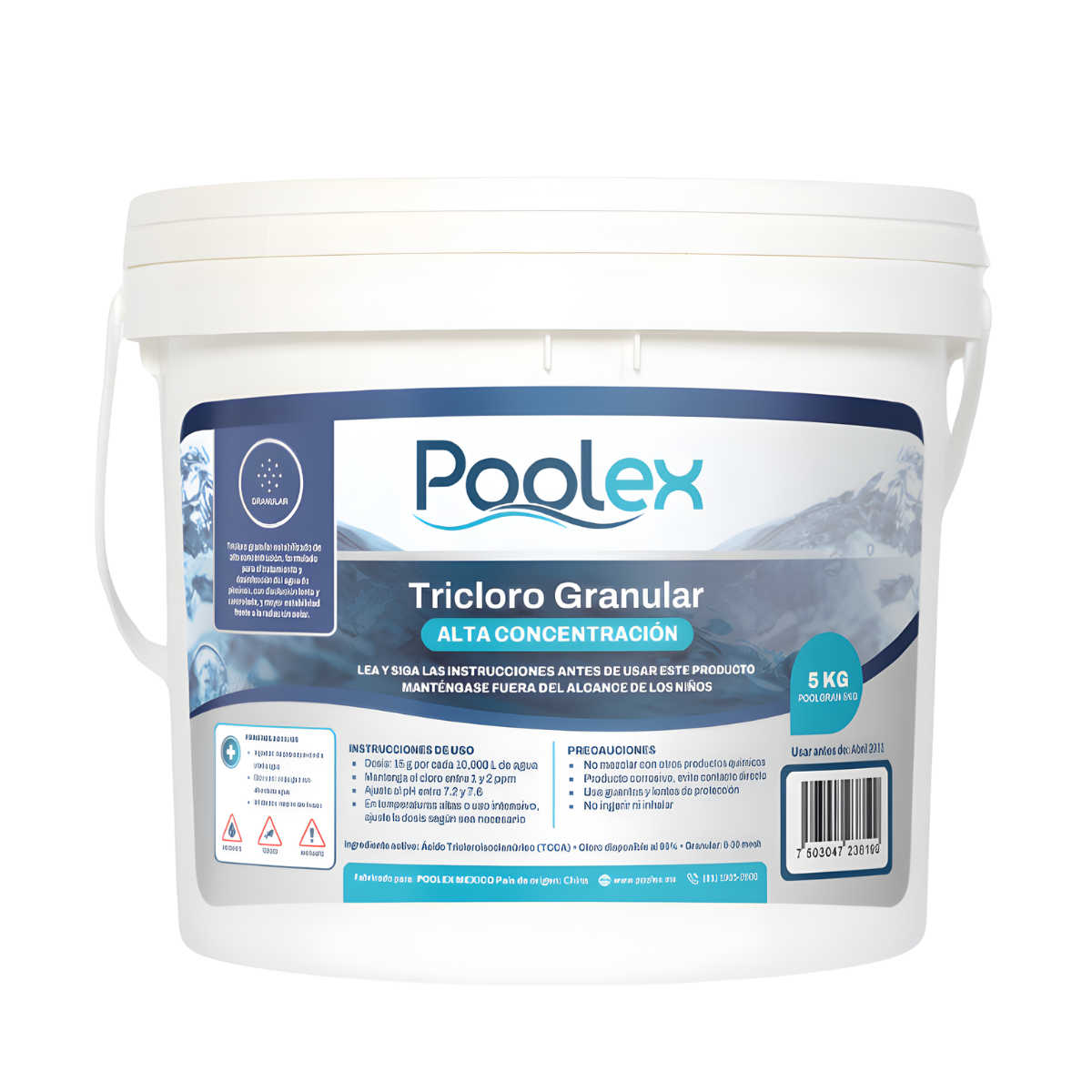 POOLEX Tricloro Granular (5 kg) para Piscinas, de Alta concentracion y acción prolongada