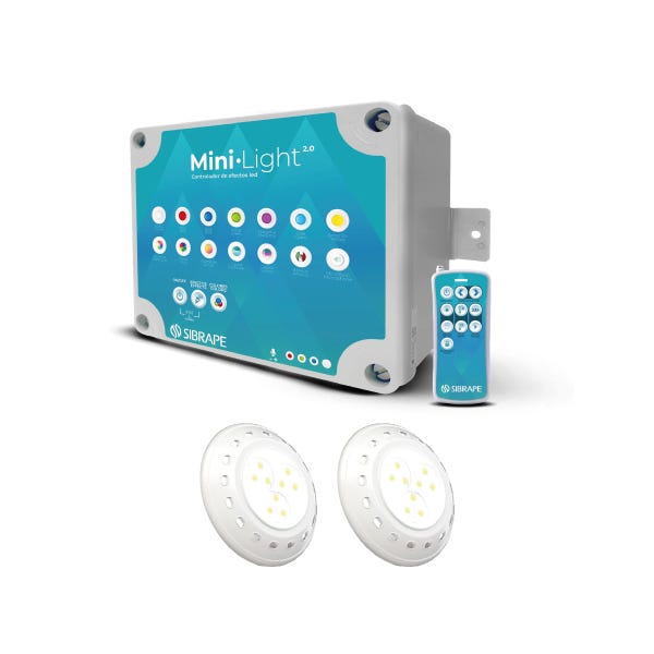 KIT DE 2 MINILIGHT 18W CABLE 5 MTS CON FUENTE Y CONTROLADOR Marca SIBRAPE. Modelo: 111979