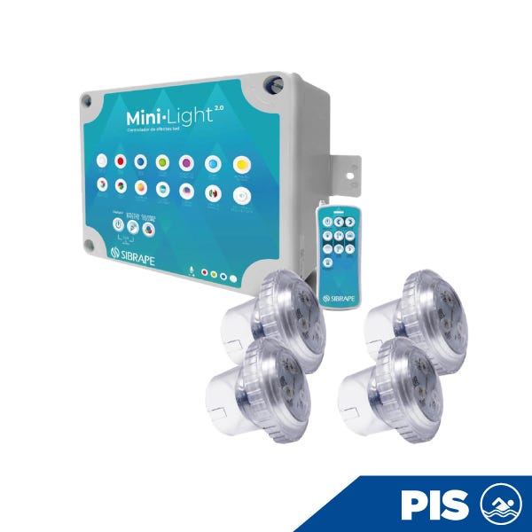 KIT DE 4 MINILIGHT 6W CABLE 5 MTS CON FUENTE Y CONTROLADOR Marca SIBRAPE. Modelo: 111978