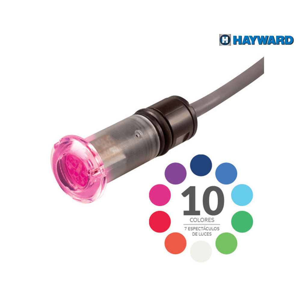 Reflector 1/2", ColorLogic 40 RGB,1.3W, 12V, cable 50', para alberca, marca Hayward. Modelo: LNCUS11050