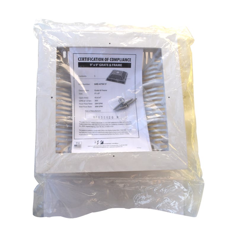 REJILLA Y MARCO 9" X 9" BLANCA WATERWAY Marca WATERWAY. Modelo: 113591