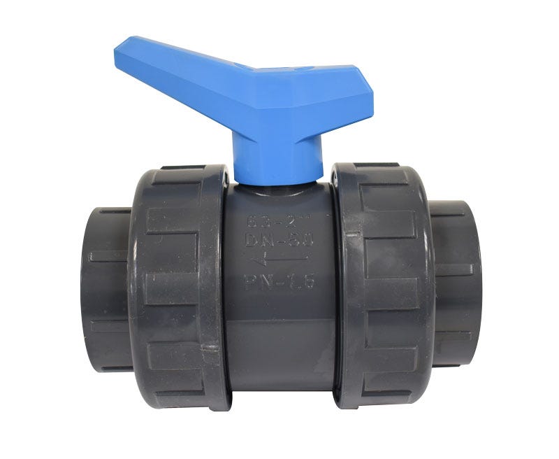 VALVULA BOLA P.E. LISA 2" DOBLE TU Marca AQUARAM. Modelo: 560201