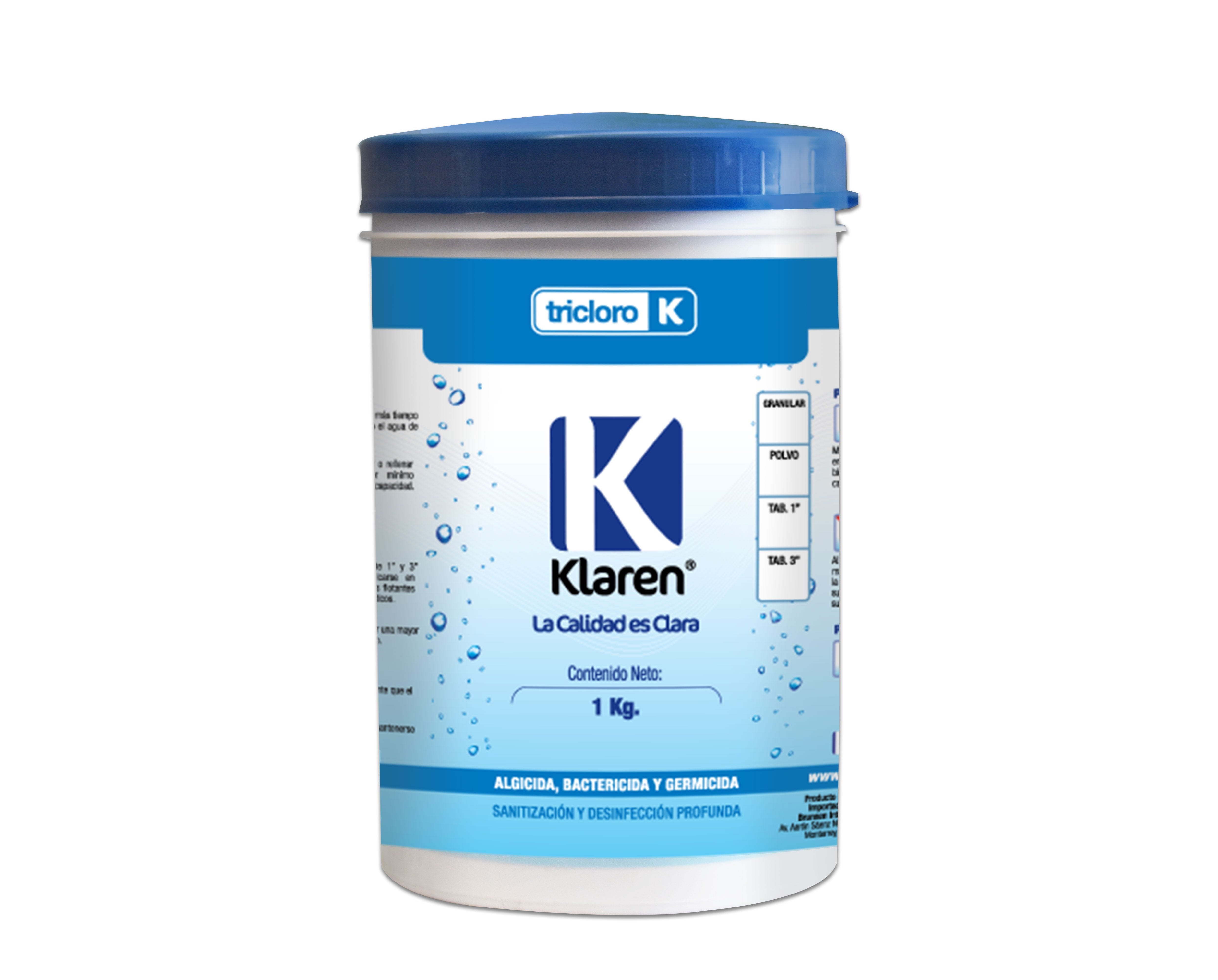 TRICLORO TABLETA 3" KLAREN ENV. DE 1 KG Marca KLAREN. Modelo: 403050