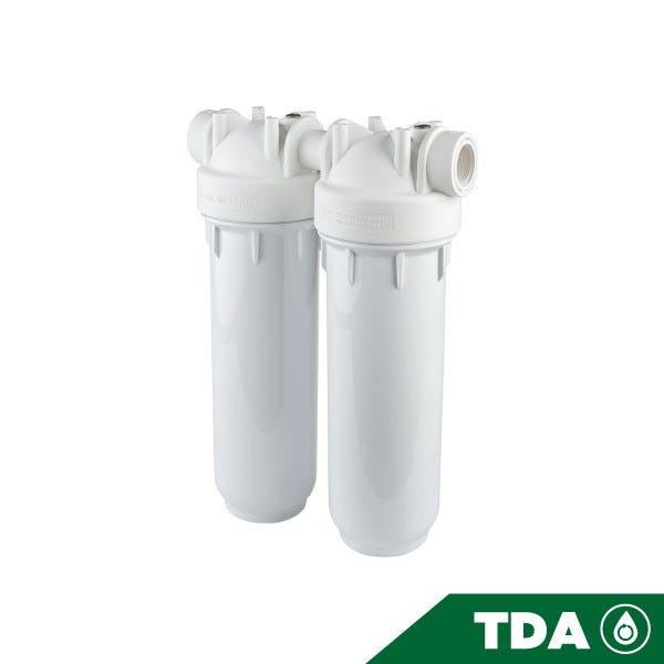 PORTAFILTRO DOBLE BLANCO DP 10 DUO 3/4" NPT IN BW Marca ATLAS FILTRI. Modelo: RA1390426