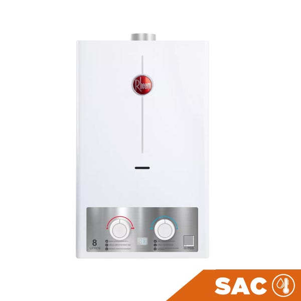 CALENTADOR DE AGUA INSTANTÁNEO A GAS 8 L/MIN GAS LP Marca RHEEM. Modelo: RHIN-CHN08P