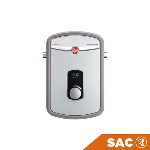 CALENTADOR DE AGUA INSTANTÁNEO ELÉCTRICO 7.5KW 220V Marca RHEEM. Modelo: RTX3-08