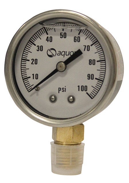 MANÓMETRO AQUEX 0-100PSI CONEXIÓN 1/4"M INTERIOR GLICERINA Marca AQUEX. Modelo: PGL100